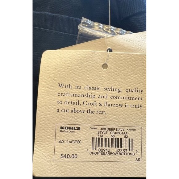 Croft & Barrow Womens Secretly Slimming Comfort Waist Pants Size 12 Deep Navy - Picture 5 of 5